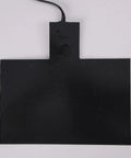 Heavy duty silicone battery heater pad for 120V car batteries, featuring a secure attachment area and wire connection.