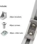 20 Sets 10 Series Aluminum Extrusion Corner Bracket Kit Pro Grade 1x1 Inch Right Angle L Connectors With T Nuts And Stainless Hardware