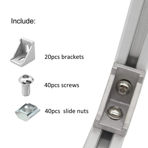 20 Sets 10 Series Aluminum Extrusion Corner Bracket Kit Pro Grade 1x1 Inch Right Angle L Connectors With T Nuts And Stainless Hardware