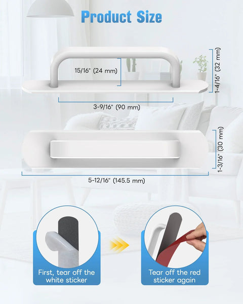 Diagram showing dimensions of 5.7 Inch Self Adhesive Aluminum Cabinet Handle Set Of 2 Peel And Stick Sliding Barn Door Pulls For Closet Kitchen Cupboard