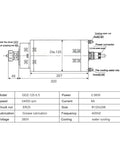 Technical diagram of Water Cooled CNC Spindle Motor GDZ 125 5.5KW ER25 380V with specifications and dimensions labeled.