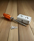 600 Piece Wire Ferrules Kit With 7 Sizes Copper Crimp Connectors Non Insulated Silver End Sleeves Terminals For Industrial Control Panels And Distribution Boxes Easy Integration And Setup, 7 copper ferrules beside screwdriver and outlet