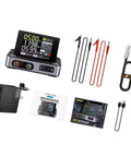 Adjustable DC Power Supply 0-30V 0-5A for lab CNC test gear with cables, adapters, and instructions for demonstrations.