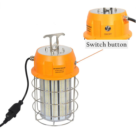 250W LED Temporary Work Light For Indoor Mine And Job Sites, Portable Hanging Construction Light with stainless steel shield and hook
