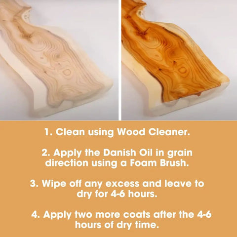 Heavy Hitter Danish Oil Wood Sealer Slips Right On And Leaves A Bully Satin Shield on wood before and after application.