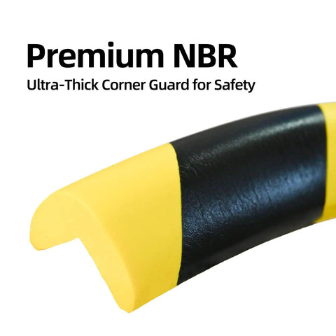 Tough Shop Gear Wall Corner Guards With Zero Hassle Self Adhesive Nbr Foam Edge Protectors Yellow Black Warning Tape Solid Crash Bumper showing ultra-thick corner guard.