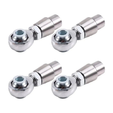 Four Piece 5/8 Inch 18 Thread Heim Joint Rod End Kit With Heavy Duty Spacers Built For Tight Steering Linkage Swaps And Hardcore Machinery Mods Featuring Beefy Angular Motion Control And Grease Monkey Approved Quick Install Setup, silver, smooth rotation.