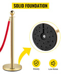Velvet Rope Stanchion Set With Gold Posts And Ball Tops, 4 Piece Crowd Control Barriers, red velvet ropes, solid base