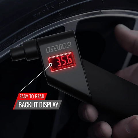 Beefy Digital Tire Pressure Gauge With Backlit LCD Display, 5-150 Psi Range, Angled Head, Rubber Grip, Auto Shutoff, Easy Unit Switching Between Psi Bar KPa Kg-Cm2, Accurate To Within 0.5 Psi, backlit LCD on tire