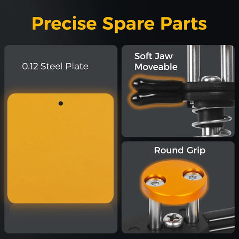 Magnetic Helping Hands Clamp Dual Head Soldering Holder for Small Electronics shown with steel plate, moveable soft jaw, round grip