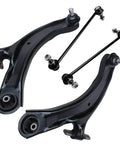4 Piece Front End Suspension Kit For 2008 To 2013 Nissan Rogue With 2 Front Lower Control Arms And Ball Joints Plus 2 Front Sway Bar Links Plug And Play Direct Fit Replacement For Easy Install With Durable Tested Suspension Components, black steel