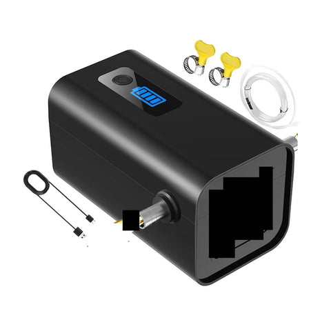 Must Have Handy Oil Transfer Pump For Cars And Motorcycles With Built-in Battery Fluid Suction Tool For Quick Engine Oil Changes On Boats And Gear. Portable black oil transfer pump with battery indicator and accessories.