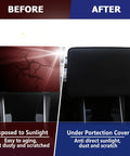 Before and after of Tesla Model 3 Model Y Center Console Screen Protector Cover Sleeve, showing sun damage prevention.