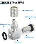 Internal structure of Elbow Quick Release Fittings 4mm Tube OD M5 Thread with brass body and rubber sealing ring