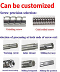 C7 SFU1204 Ball Screw With 1204 3 Ball Nut 12mm OD 4mm Pitch Right Hand Thread customization options showing various screw threads and ends.