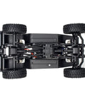 Bottom view of Hardcore Nylon Crawler Chassis Frame With Gearbox Assembled Upgrade Kit For One Eighteenth Scale RC Crawlers Like Bronco Defender AX8562 Durable Steel Rails