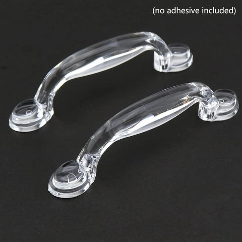 Self Adhesive Transparent Acrylic Drawer Knobs 2 Pack Glass Look Dresser Pull Handles with Smooth Burr Free Edges