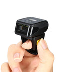Ring Wearable 1D Barcode Scanner For Hands Free Scanning Bluetooth 2.4G Wireless Or USB Wired Mini Bar Code Reader on hand