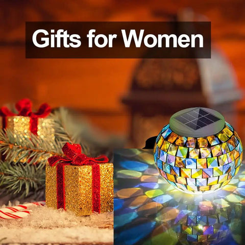 Color Changing Solar Powered Glass Ball Lights For Outdoor And Indoor Decor Mosaic Globe Lamp on display with gifts