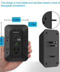 Two Pack USB Wall Charger Surge Protector With 5 Outlets And 4 USB Ports Including USB C 1800 Joule Power Strip Black dimensions