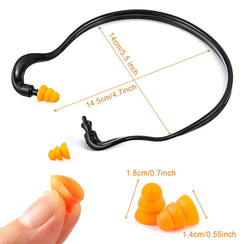 48 Pieces Banded Ear Plugs With Neck Band Silicone Hearing Bands, shown in size with orange replacement buds.