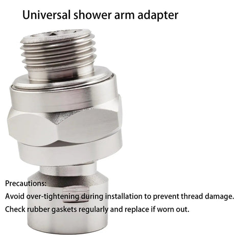 Leak-Proof 360 Degree Swivel Shower Head Adapter With Ball Joint, Universal Arm Connector For Adjustable Showers, No-Fuss Durable Brass And Chrome Build In Brushed Nickel Finish, brass and chrome connector
