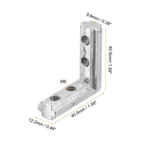 Built Tough L Shape Interior Joint Bracket Set Of Eight Inside Corner Connectors For Aluminum Profile Framing with M6 holes.