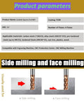 Diagram showing uses and parameters of One Piece Four Flute Carbide Square End Mill Pro Grade Heavy Duty 5mm Diameter With 5mm Shank.