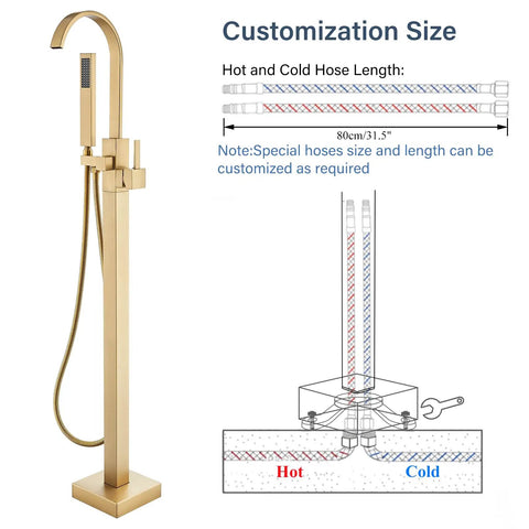 Floor Mount Freestanding Bathtub Faucet Set With High Flow Swivel Spout Chrome Finish Handheld Shower Mixer Taps Tub Filler