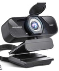 Sharp 1080P Hd Webcam With Noise Canceling Mic And Auto Light Correction Featuring Privacy Cover Wide Angle View USB connection.