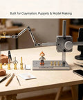 Heavy Duty Anti Tip Metal Base Stop Motion Shooting Bracket With Interchangeable Brass Fixtures for DIY Animation Projects