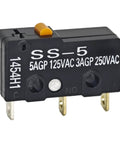 Six Pack Pin Plunger Micro Switches With SPDT N O N C High Current 5A at 125V AC or 3A at 250V AC Heavy Duty Small Switch with visible terminals.