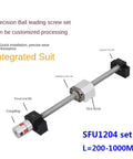 Rolled Ball Screw Kit SFU1204 RM1204 End Machined With Ball Nut And Nut Housing For CNC 450mm, showing components and support.