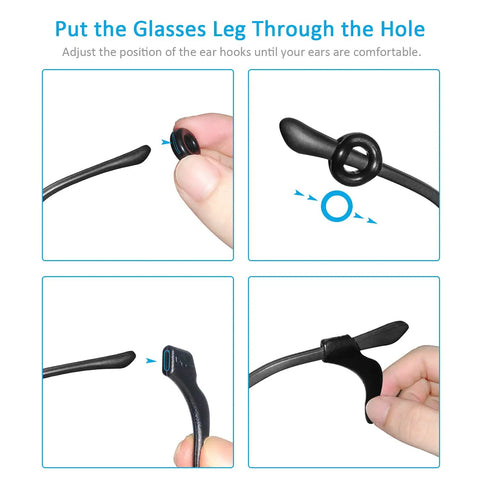 Installation of 12 Pairs Anti Slip Eyeglasses Ear Grips Retainer, Premium Silicone Ear Hooks That Keep Glasses From Slipping Down Your Nose