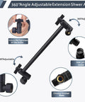 360° adjustable 9-inch extension arm from 8 Inch Rain Shower Head With 2 In 1 Handheld Sprayer, gear joint holder, and brass finish.