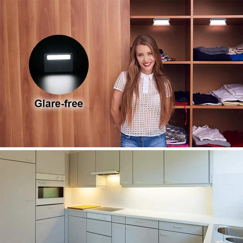 Door Activated LED Puck Lights 4 Pack Cordless Battery Operated Cabinet Drawer Closet Lighting With Automatic On Off Sensor