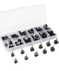 24 Pairs High Heel Replacement Tips Kit With 6 Size Options 8mm 9mm 10mm 11mm 12mm And 12.5mm U Shaped Anti Slip Black Pro Grade Shoe Repair Kit For Quick Replacements And Longevity, displayed in a clear plastic box.