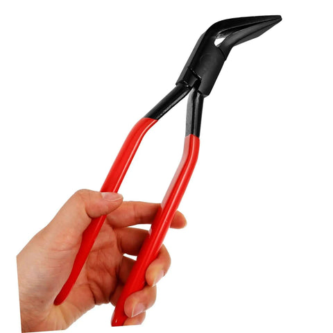 Heavy Duty Metal Bender Tool Hand Seamer For Precise Sheet Metal Bending With Anti Slip Jaw, red handles, held in hand