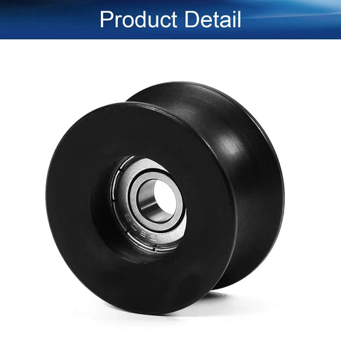 Heavy Duty Nylon Pulley Roller With U-Shape Groove And Flat Wheel, 8x40x20mm Guide Bearing Rail Ball Wheel, black pulley with bearing