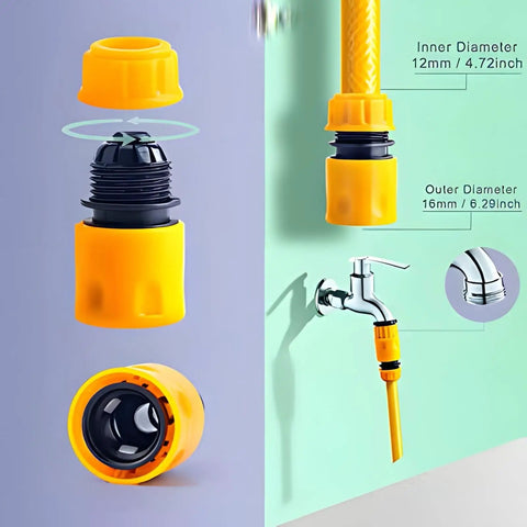 Heavy Duty Garden Hose Connector Kit With Quick Connect Fittings For 12 16 And 25mm Pipes To Fix Leaks Fast And Keep Your Water Flow Strong, 16mm connector