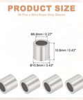 Aluminum Crimping Loop Sleeve For Wire Rope And Cable Ferrules Round Stop Sleeve Silver 50 Pieces For Six Millimeter Wire Diameter Waterproof And Rust Resistant, 6.8mm size