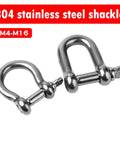 M5 D Type Clevis Shackle Real Deal 304 Stainless Steel U Shaped Rigging Hardware showcasing two shackle clips.