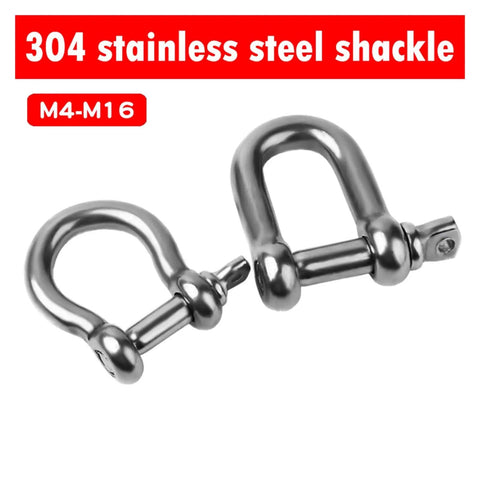 M5 D Type Clevis Shackle Real Deal 304 Stainless Steel U Shaped Rigging Hardware showcasing two shackle clips.