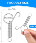20-pack stainless steel spring latch hooks for pet cages; 7.5 cm long with J-hook and ring