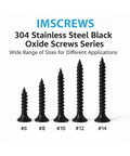 Heavy Duty Black Wood Screws For Cabinet Hinges And Drawer Slides In 304 Stainless Steel Flat Head Self Tapping 6 x 1 200 Count Bulk Pack Natural Black Finish Anti Rust IMSCREWS.