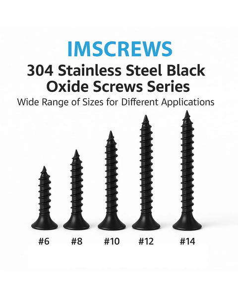 Heavy Duty Black Wood Screws For Cabinet Hinges And Drawer Slides In 304 Stainless Steel Flat Head Self Tapping 6 x 1 200 Count Bulk Pack Natural Black Finish Anti Rust IMSCREWS.