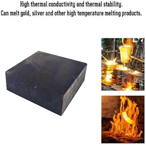 High Purity 99.99 Percent Graphite Block Plate for Metal Casting and High Temperature Resistance, shown melting metals.
