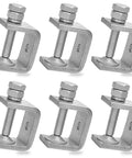 6 Pack 1 Inch Stainless Steel C Clamps For Woodworking And Home DIY Heavy Duty Metal U Clamps set on white background