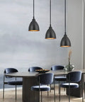 Industrial Farmhouse Pendant Light Fixtures Three Pack With Antique Brass Bell Shade For Kitchen Island Dining Room