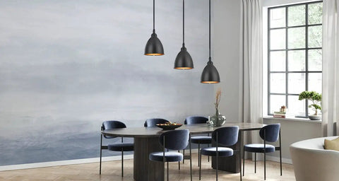 Industrial Farmhouse Pendant Light Fixtures Three Pack With Antique Brass Bell Shade For Kitchen Island Dining Room